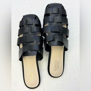 Franco Sarto Black Woven Slide Mules